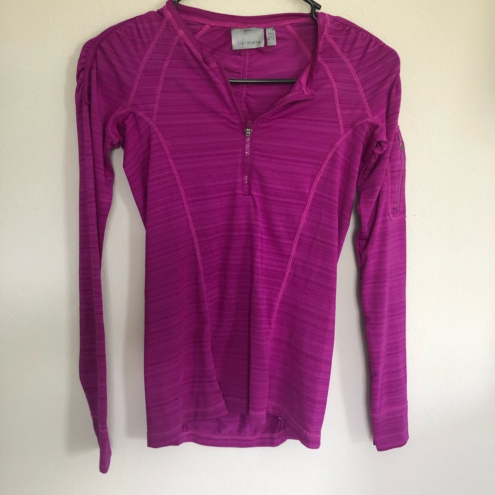 Athleta Half Zip Magenta Purple Long Sleeve XXS